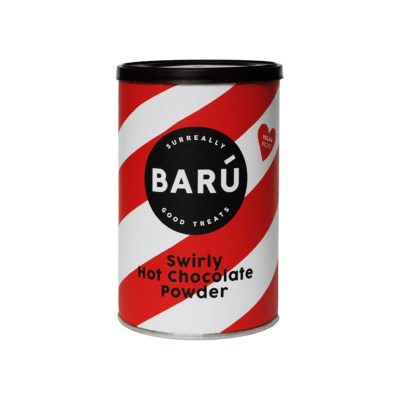 Baru Swirly Hot Chocolate Powder met Belgische donkere chocolade, verpakking van 250 gram